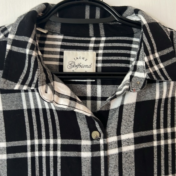 Jach's Girlfriend Plaid Soft Flannel Warm Shirt Black & White w/ Pockets Medium - Picture 7 of 14
